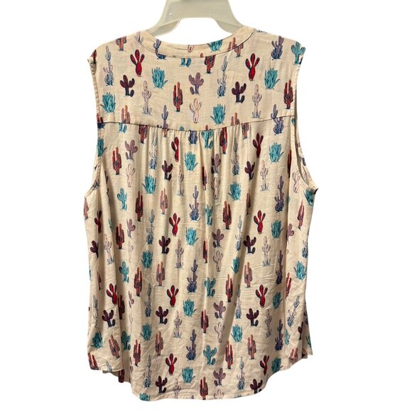 Torrid Sleeveless Cactus Print Blouse Top Size 1X ivory multi blouse - Picture 8 of 12